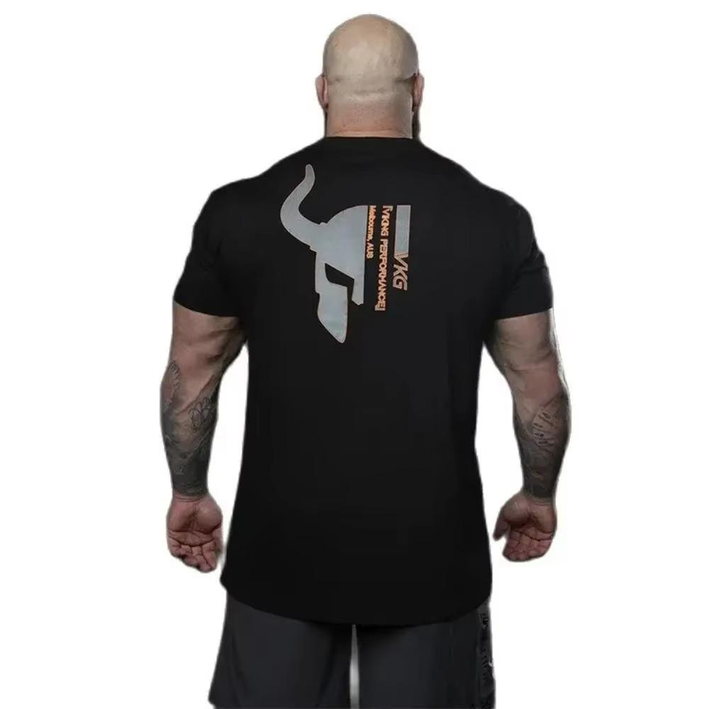 

2024 Футболка с принтом английских букв, 100% высококачественный хлопок, с круглым вырезом, повседневная, для тренировок, новая мужская футболка для фитнеса и фитнеса XXXXXL чёрный