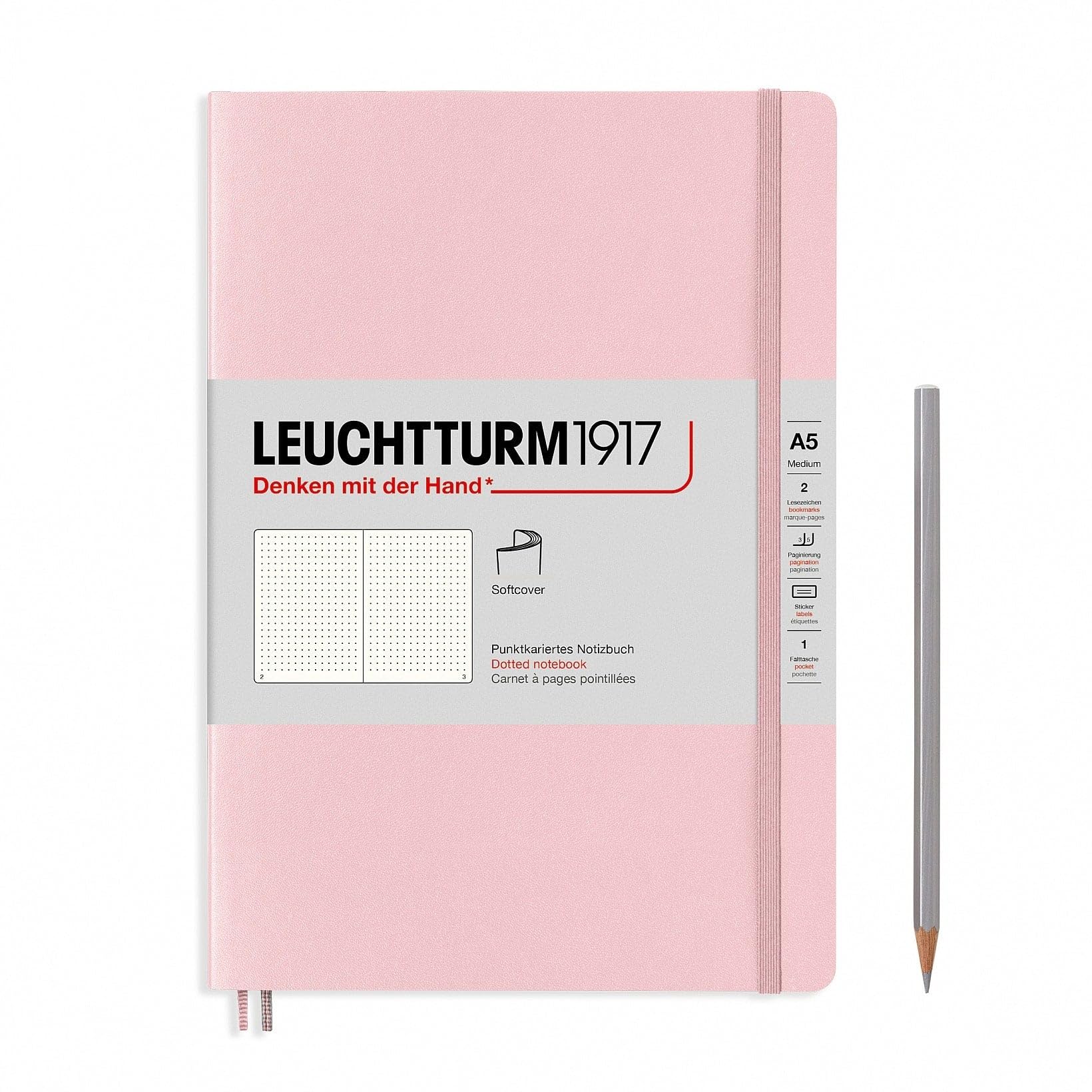 

Leuchtturm A5 Dot Soft Officially Imported Notebook, Grid, Cover, Powder, 361567,