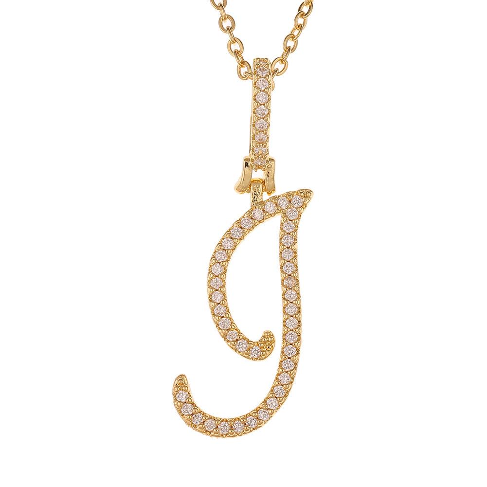 A-Z Cursive Initial Letter Pendant Necklace For Women Simple Rope Chain Pendant Necklace Jewelry Gift