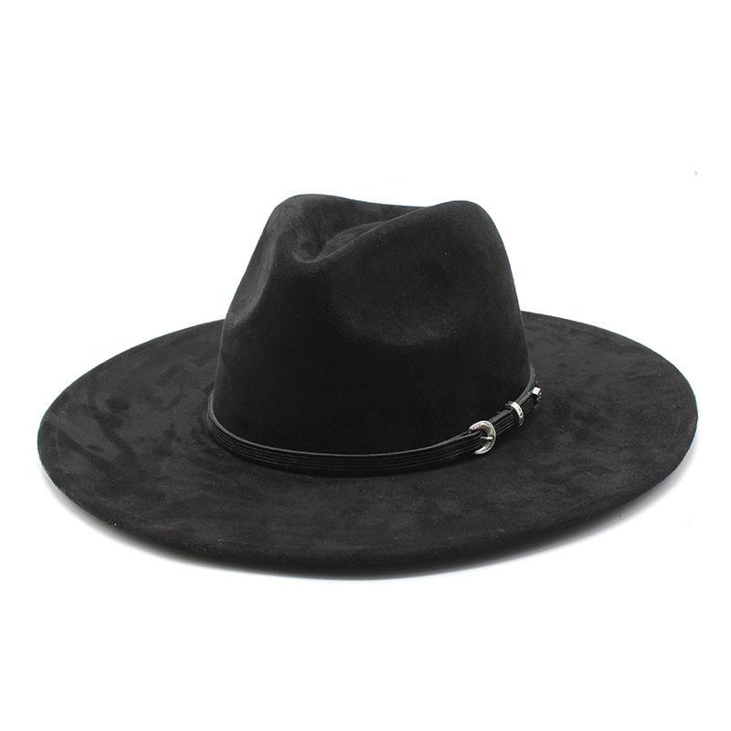 Traditional Ethnic Style Fedora Hat With Suede Fabric And Wide Brim For Winter Wear