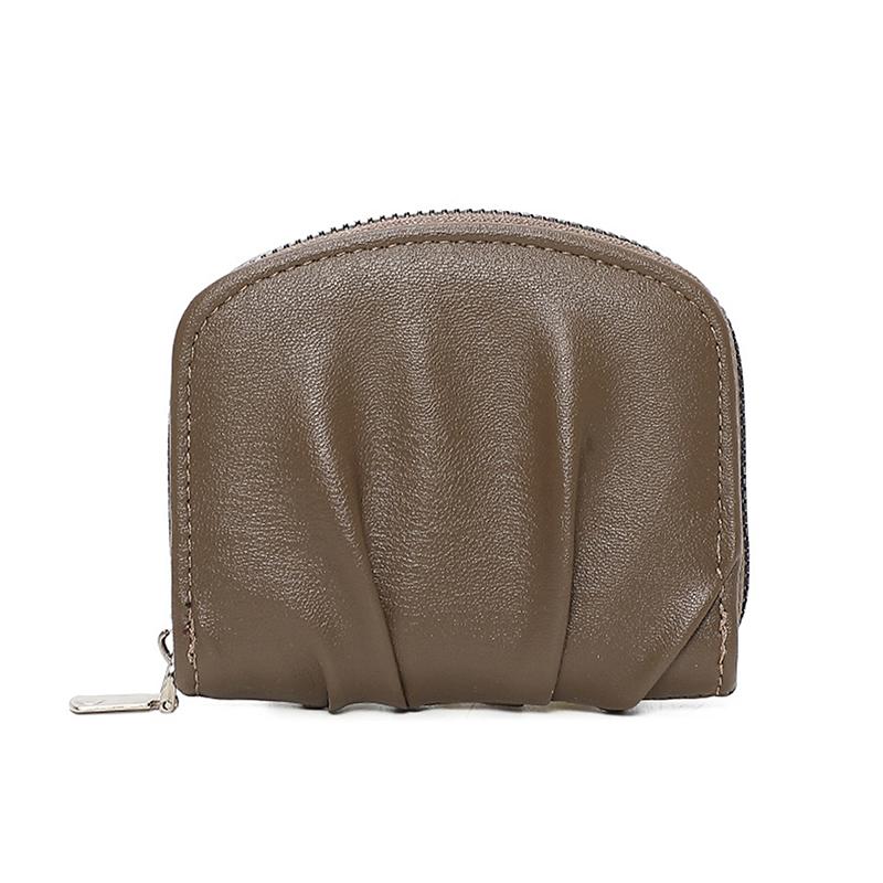 Stylish Design Mini Coin Purse Solid Color Versatile Functio Small Wallet Pleated Style Change Purse Coin Storage 1PC