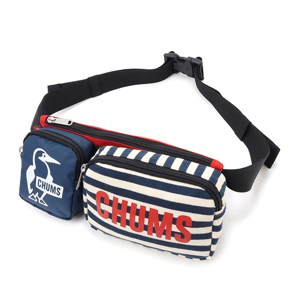 

Waist 3 Pouch Body Bag Sweat Nylon Navy [Chums] Men s Border/Tomato