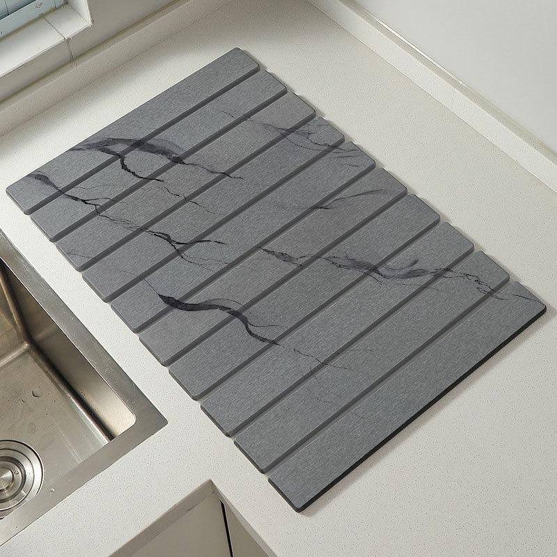 Diatomaceous Earth Water Absorption Mat for Kitchen & Bathroom - Drying & Draining Mat Coaster