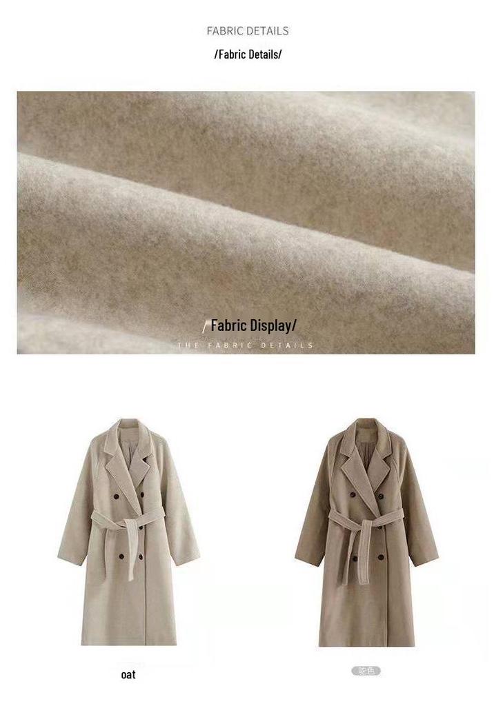 Women's Mid-length Woolen Coat - 2025 Autumn/Winter Hepburn Style, Petite Fit, Loose, Thickened for Warmth