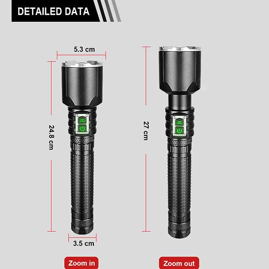 Long Shot 1000M Powerful Flashlight Zoomable Torch XHP160 Lamp Waterproof Torch Light Rechargeable Flash Light Super Bright Lantern
