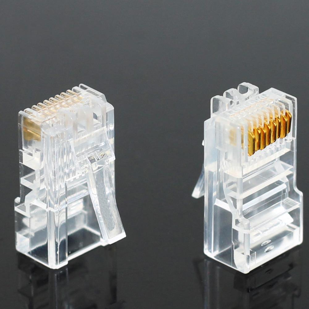 20/50/100PCS RJ45 Ethernet Connector Cables Module Plug Network RJ-45 Lan Crystal Heads Cat5 Cat5e Gold Plated Network Cable