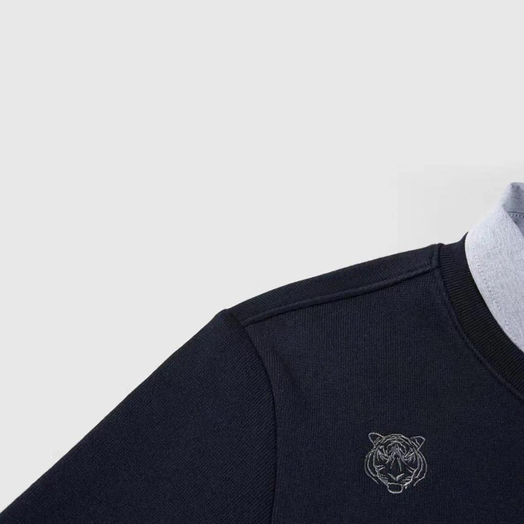 Men's Soft Warm Knitted Sweater with Detachable Double Collar and Anti-Static Design