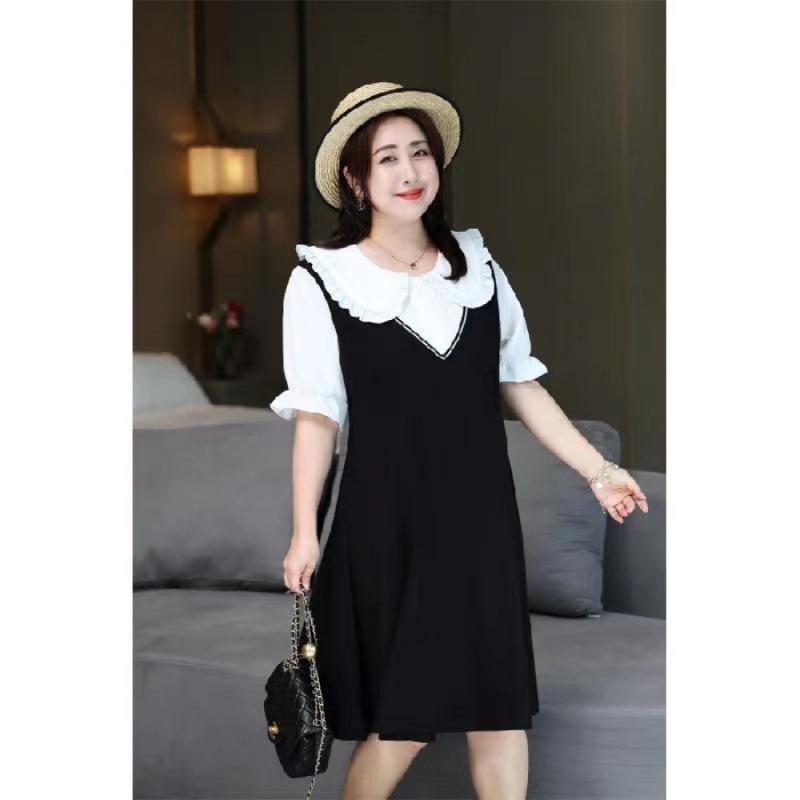 

2026 Summer Plus Size Trendy Doll Collar Dress - Slimming & Fashionable Fit XL білий