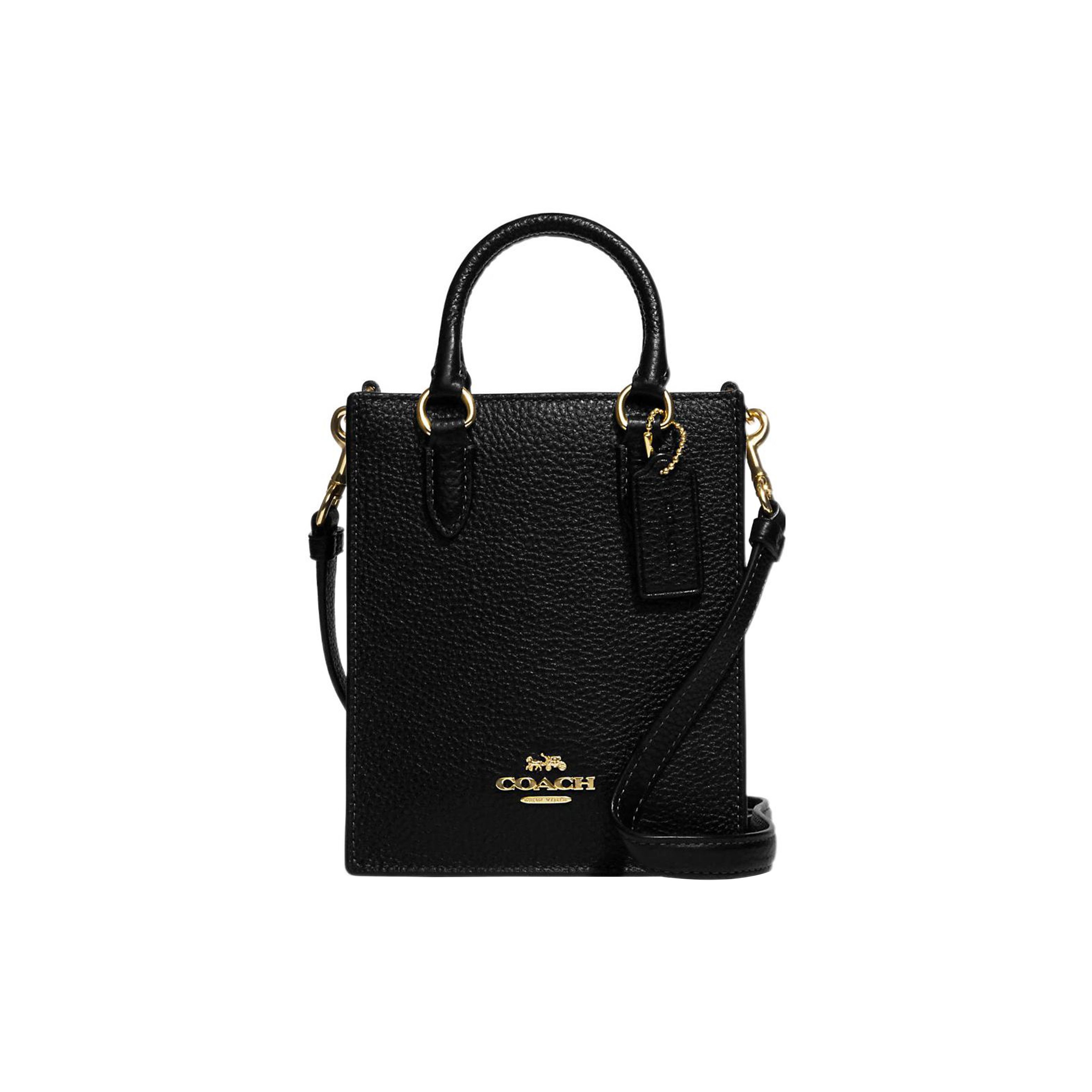 

Coach N/S 14 Gold Letter Logo Hardware Pebble Leather Tote Shopping Bag Handbag Shoulder Bag Crossbody Bag Mini Women Tote Black CJ500-IMBLK Gift Box Sets (Basic Set+Black Box)