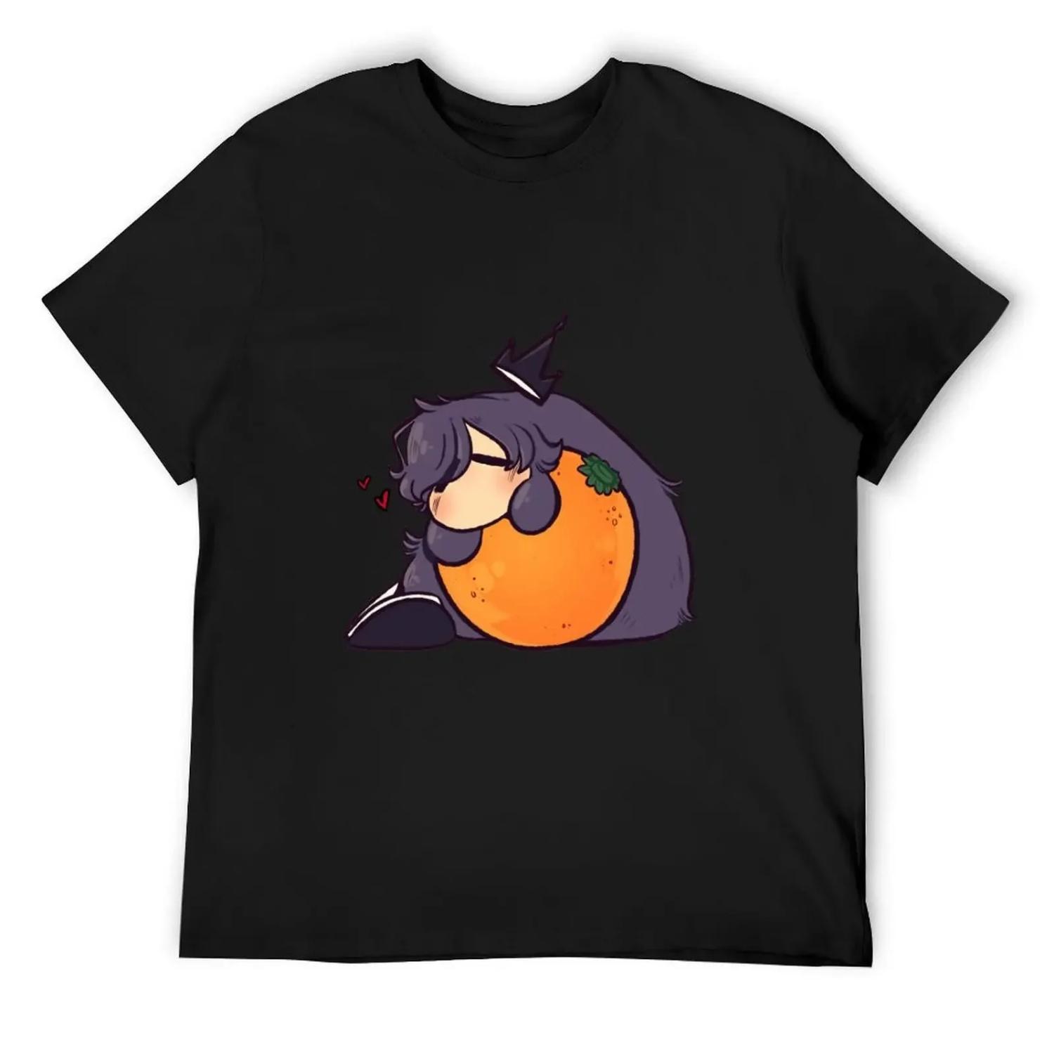 Longkii with an orange T-Shirt blanks sweat funny shirt cotton cotton t shirt men S