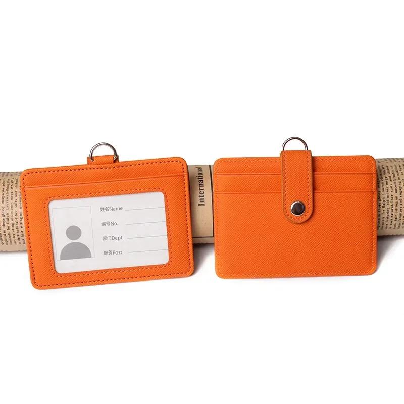 Multi-functional Card Holder with Lanyard for Men and Women Credit Cards Bank Cards Student Cards Leather Wallet ID Badge Case