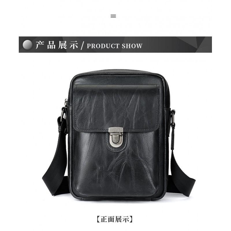 Men's Genuine Leather Shoulder Bag Soft Top Layer Cowhide Casual Simple Crossbody Light Luxury Brand