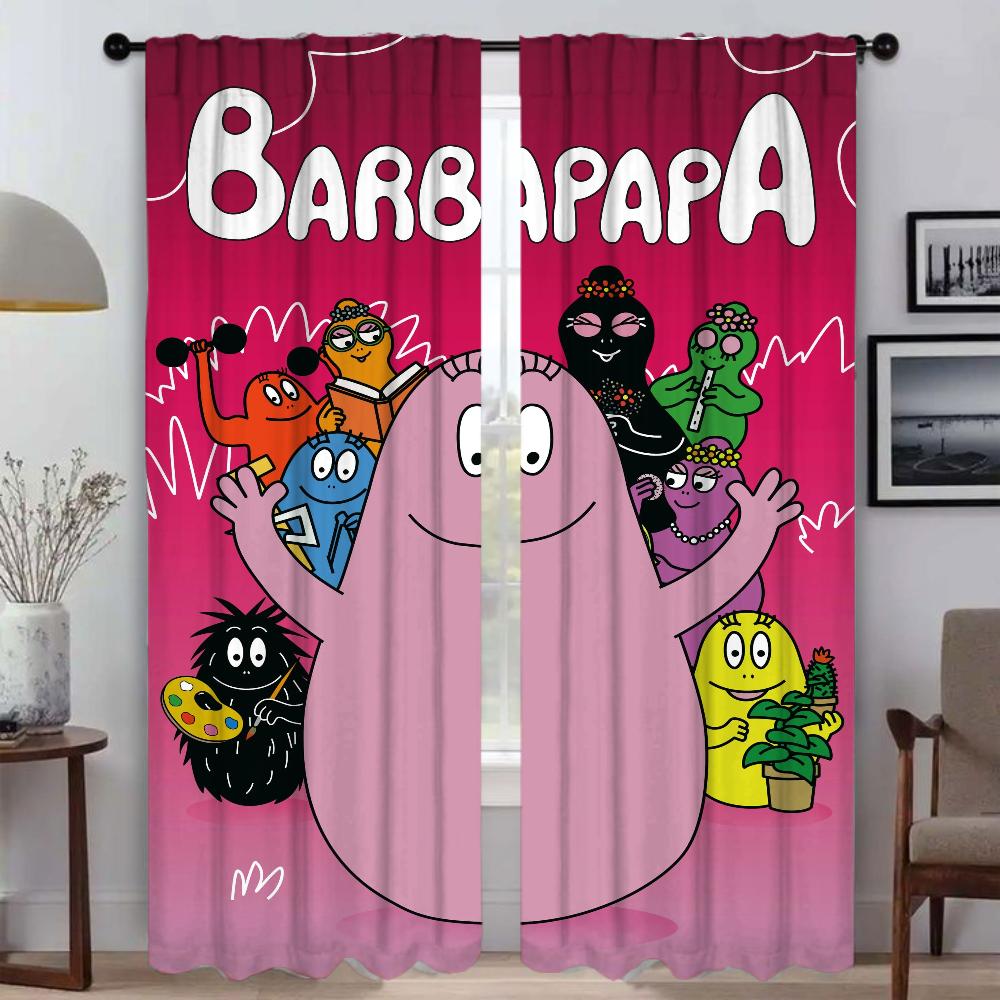 Kitchen Curtains 2 Pieces Les Barbapapas Curtains for Bedroom Shades Partition Window Curtain Halloween Decoration Living Room