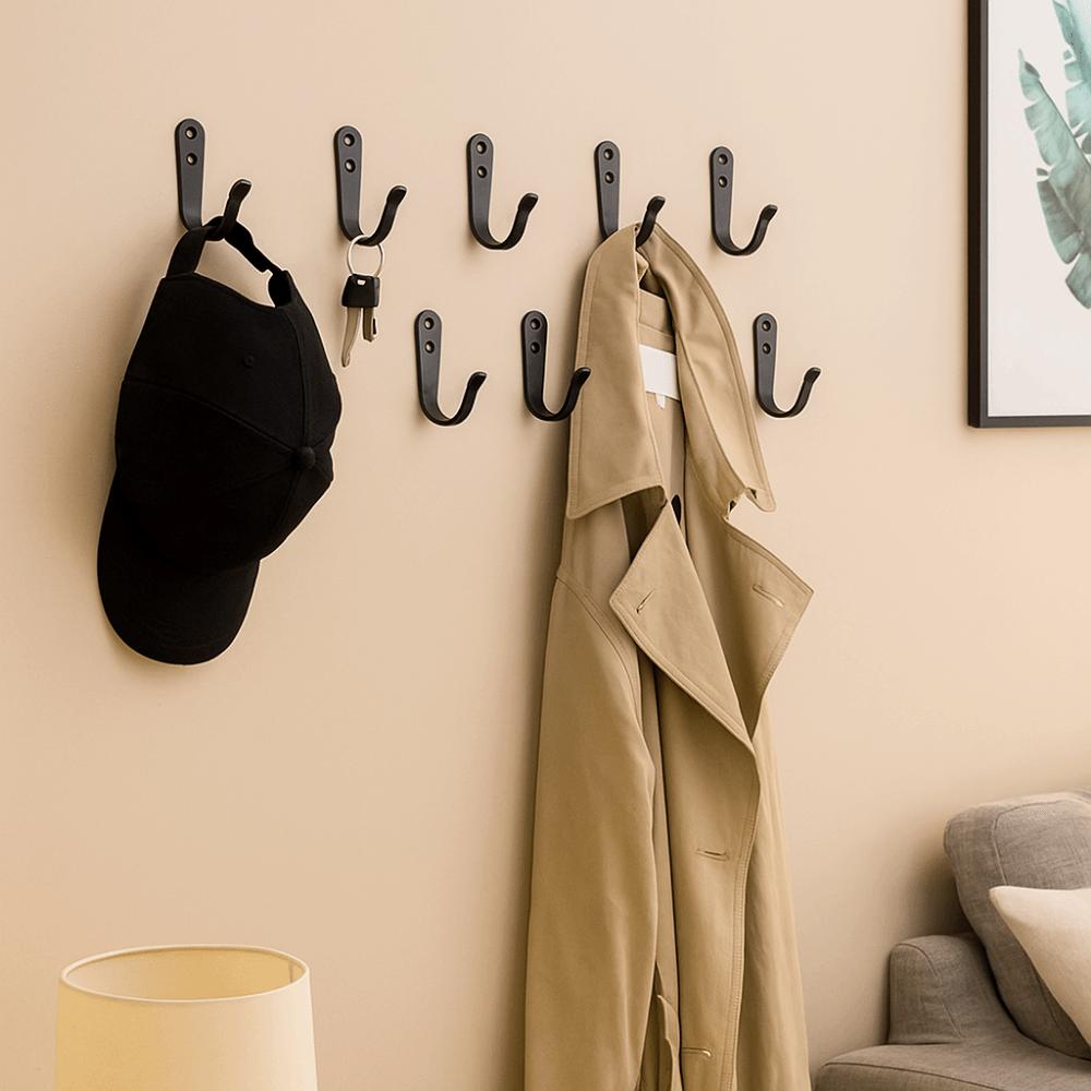 10Pcs Metal Wall Mounted Coat Hooks Iron Coat Single Hanger Wall Hanging Hook  Bathroom Use