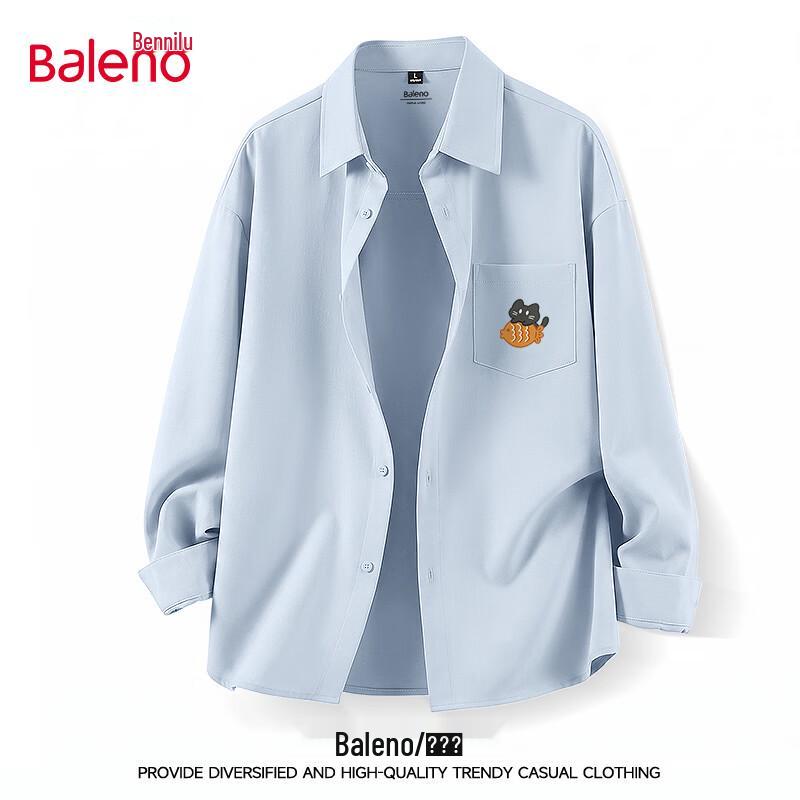 Baleno Men's Casual Loose Fit Long-Sleeve Shirt