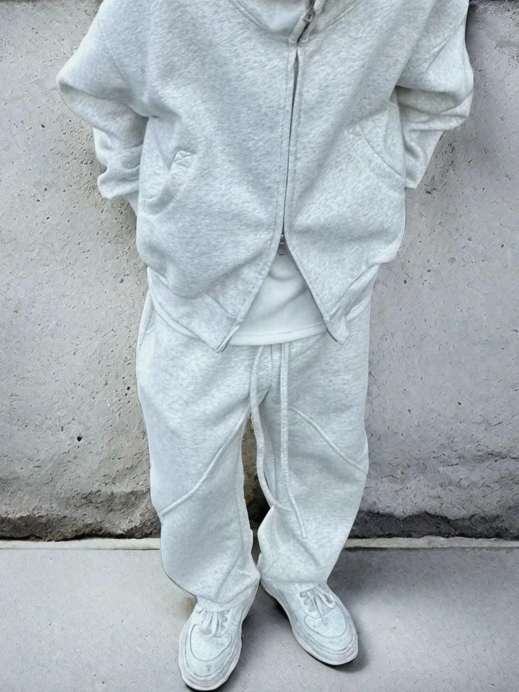 Men's Casual Sportswear Set: Trendy Cardigan Hoodie & Loose Trousers for Spring/Autumn