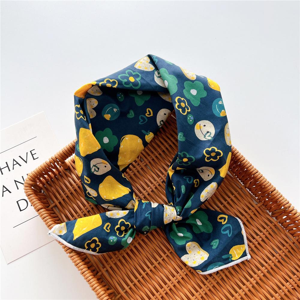 Cotton And Linen Small Square Scarf Silk Scarf Women'S Spring And Autumn New Style Artistic And Versatile Fashionable Temperament Headband Scarf