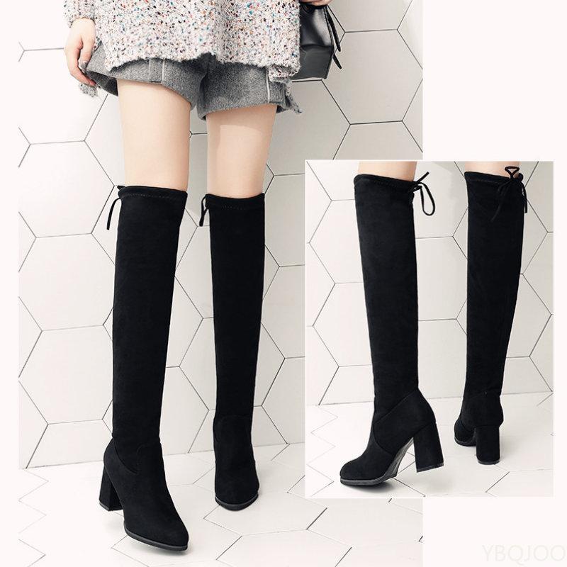 Fashion Over-the-knee Boots Women Stretch Knit Long Socks Boots New Casual Black Sexy Nightclub Platform Shoes Autumn Boots Women Bottes