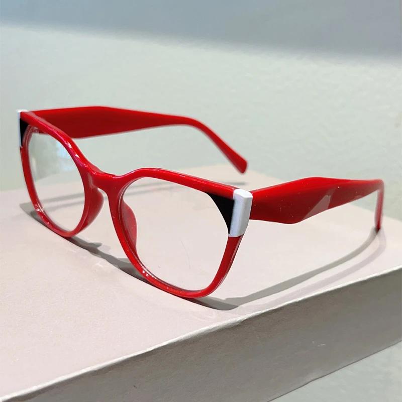 Oversized Cat Eye Glasses Women New Fashion Patchwork Rim Optical Frames Chic Brand Design Blue Light Blocking Eyeglasses