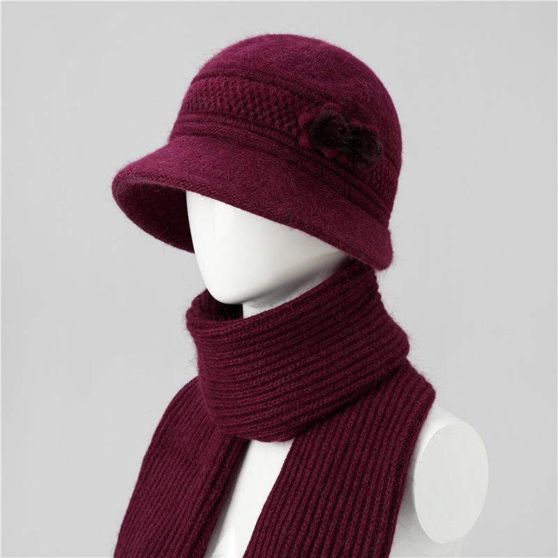 Hat Female Mother Day Thickened Thermal Hat Grandmother Old Lady Rabbit Wool Knitted Hat Cold Proof