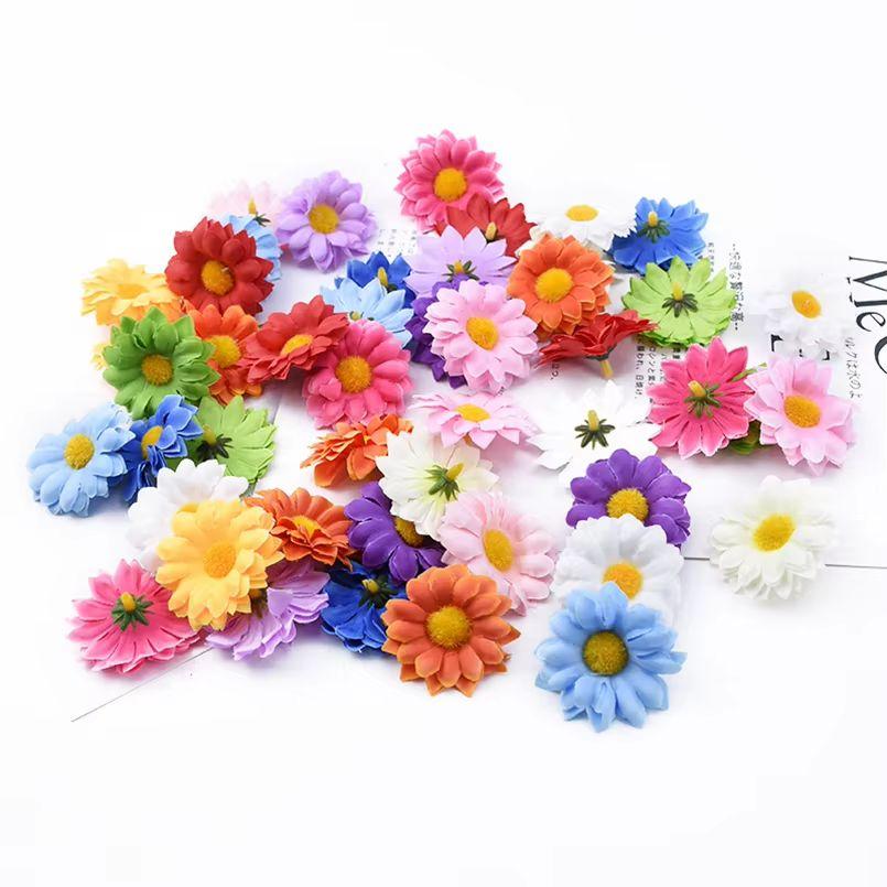 Künstliche Blumen Weihnachtsdekorationen für Zuhause Vase Tisch Hochzeit Dekorativer Kranz Seidenkleine Gänseblümchen DIY Geschenkbox Sammelalbum