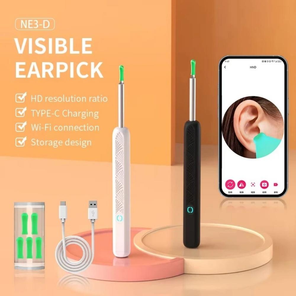Visual Ear Wax Cleaner with Camera Ear Sticks Otoscope USB C Charging Endoscope Safe Ear Wax Removal Tools Mini Camera Earpick