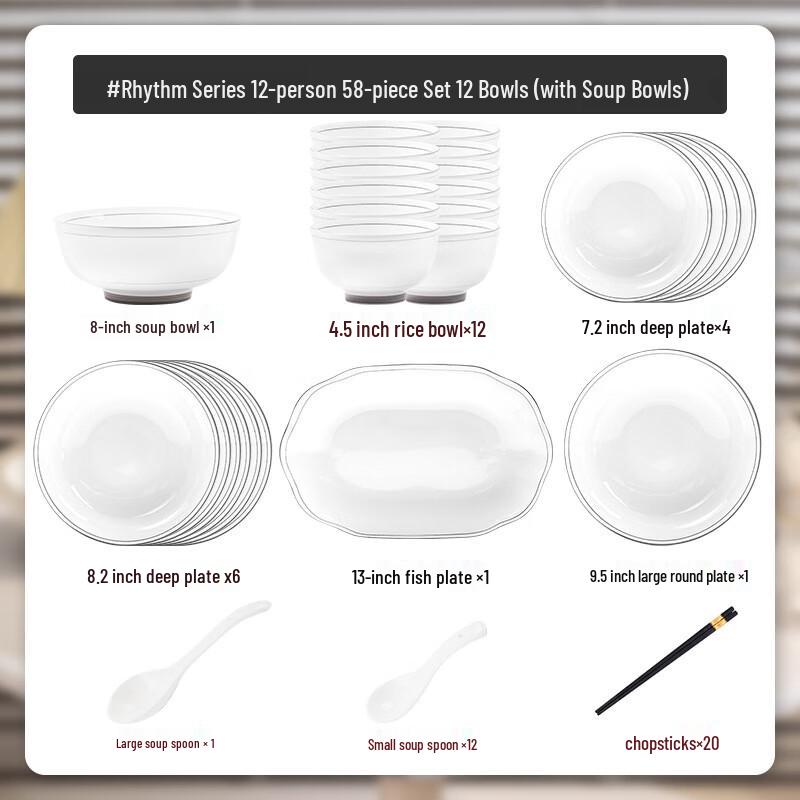 Mord Lanka 58-Piece Underglaze Ceramic Dinnerware Set