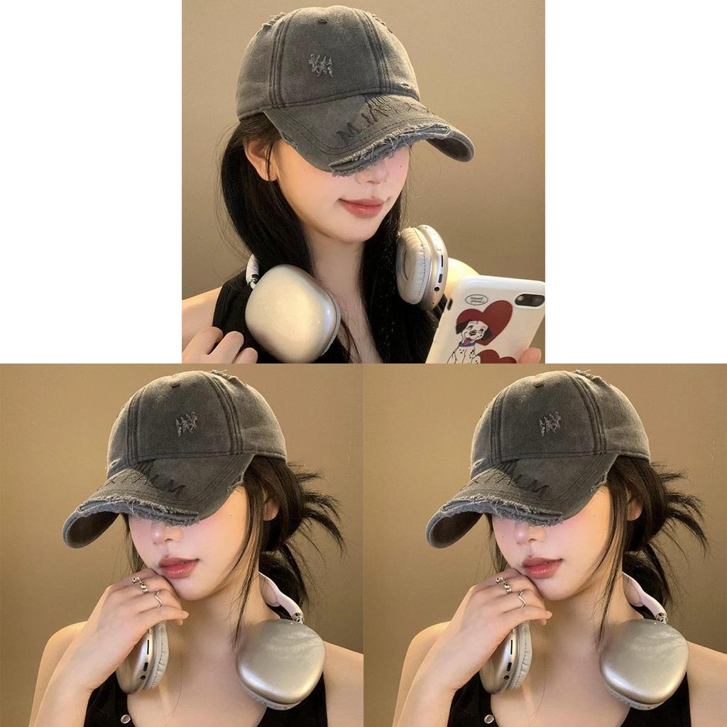 Denim Baseball Cap Men Women Vintage Distressed Wide Brim Sun Hat Casual Summer Accessory