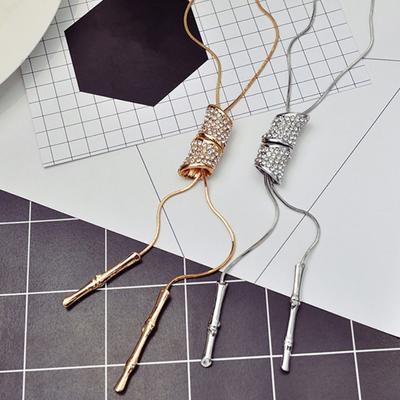 Frauen Bambus Knoten Quaste verstellbare Anhänger Halsketten Pullover Kette Schmuck
