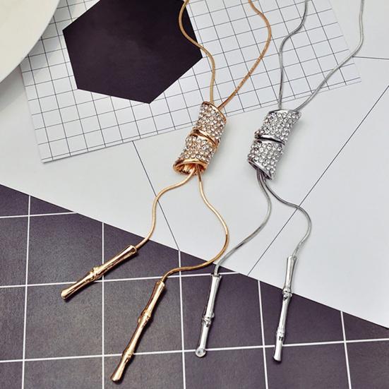 Frauen Bambus Knoten Quaste verstellbare Anhänger Halsketten Pullover Kette Schmuck