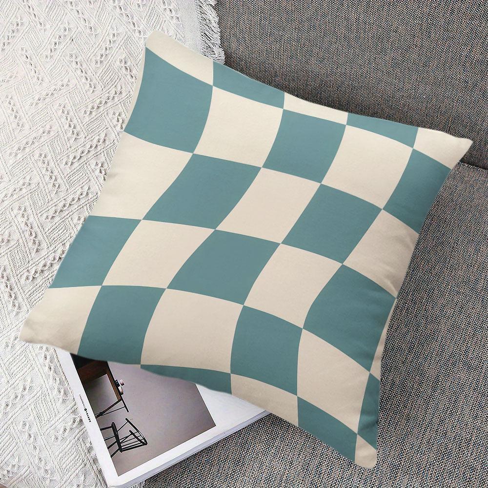 Wavy Checks square Jacquard Pillow Cover for Sofa Office Waist Cushion Cover Home Decorative Pillowcase