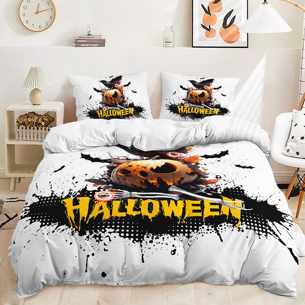 Dreiteiliges Halloween-Quilt-Set Zweiteiliges Bettwäscheset