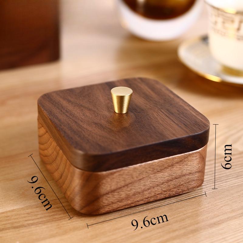 Walnut Wood Toothpick Box Portable Toothpicks Dispenser Multifunctional Luxury Toothpick Case Vintage Dental Floss Case with Lid