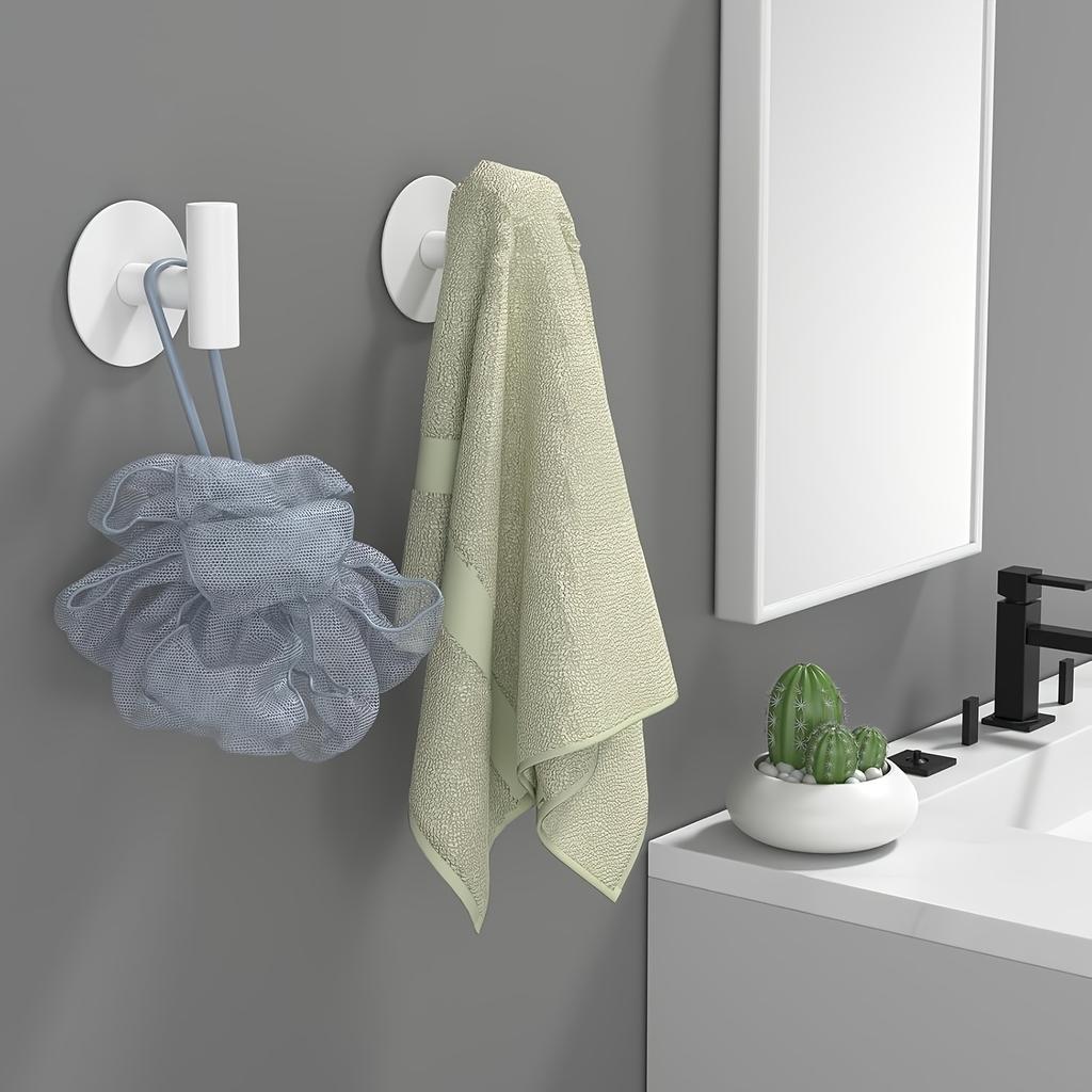 No-Drill Fashion Wall Hook Set Of 4, Simple Style, Suitable For Kitchen, Bathroom And Clothing Storage Easy-To-Install Wall Hooks Bathroom