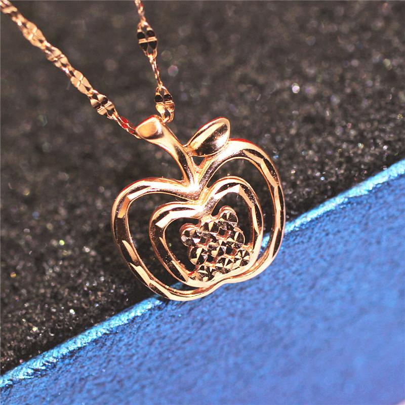 Purple Gold Shiny Apple Pendant Color Gold Fashion Plated Rose Gold Necklace