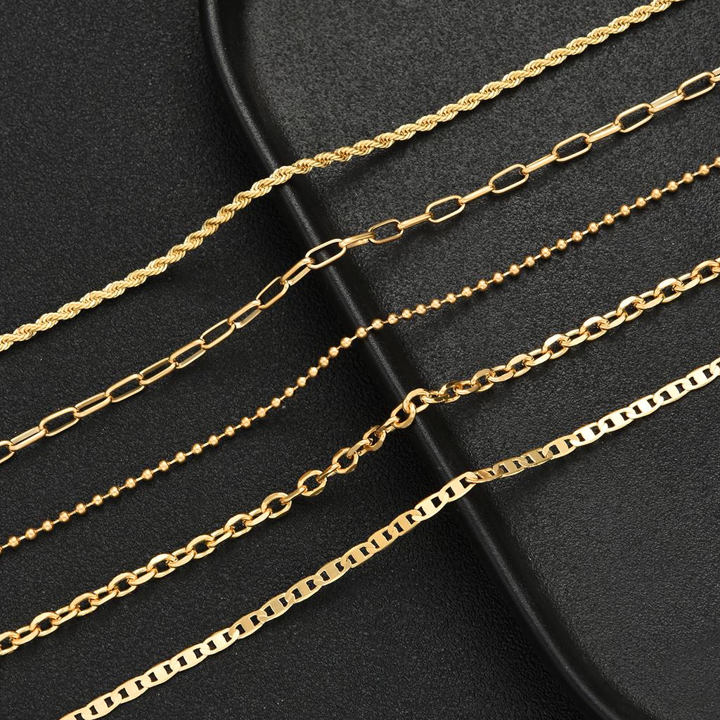 5 Pcs Fashion Minimalist Luxury Necklace Set for Women Boho Layered Stacked Chains Flat Chokers Necklace Daily Party Jewelry New