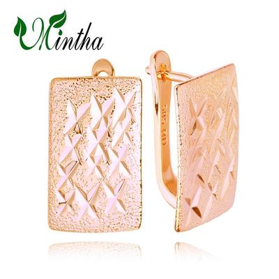MINTHA Clip Earrings Trendy Rose Gold Color Wedding Daily Fashion Jewelry Rectangle Geometry Earrings For Women
