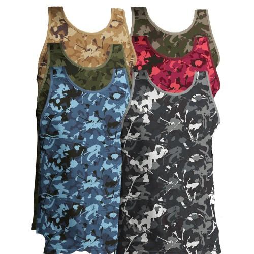 Keanu Mens Camouflage Vest Top (Pack of 6)