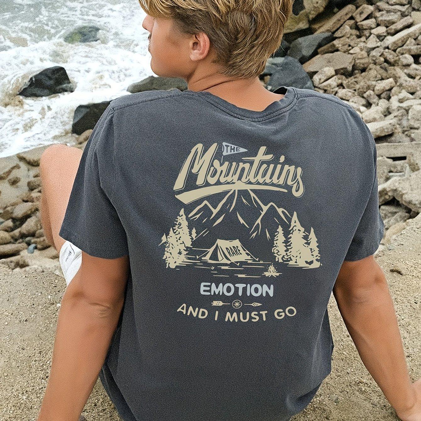 

Outdoor Mountain Graphic T-Shirt Men s Summer Casual Versatile Comfortable Loose Short Sleeve Cotton Crew Neck Top Men Clothing S