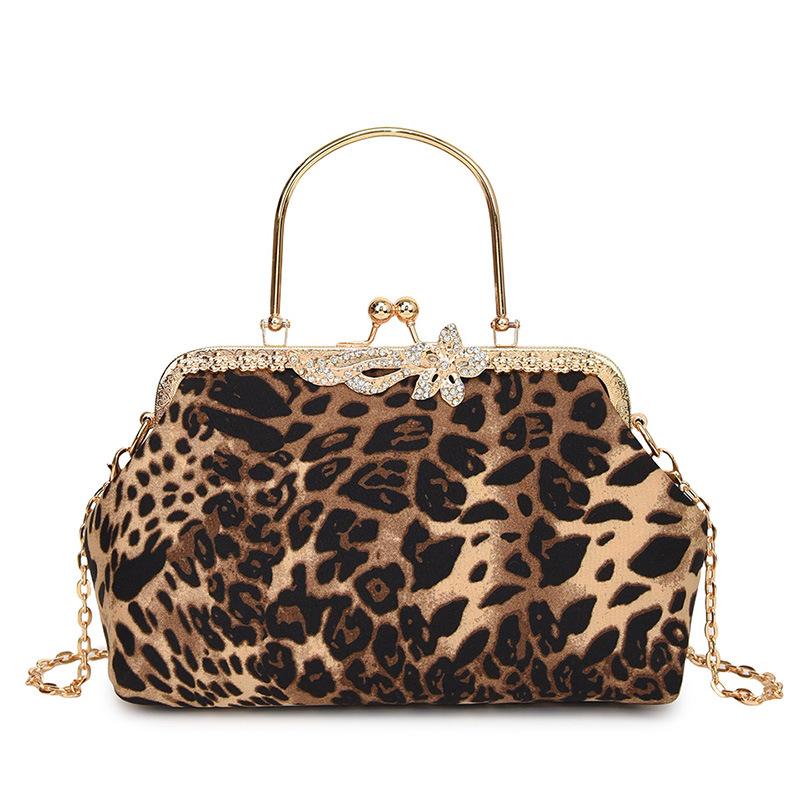 

Casual women s bag 24 autumn and winter new women s chain bag personalized contrasting color leopard print handbag shoulder messenger bag темно-коричневого кольору