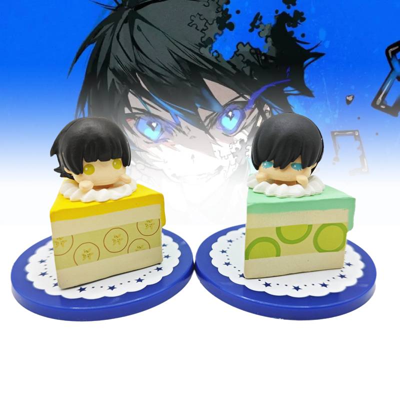 Blue 5pcs Lock Character Cake Toy Model Desktop Decoration Pvc Material Gift