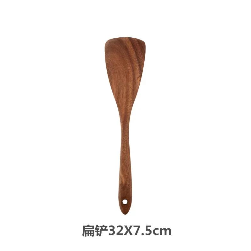 Natural Teak Cooking Spoon Non-Stick Cookware for Kitchen Wooden Handle Soup Spoon Spatula Rice Spoon Shovel Kitchen Sets