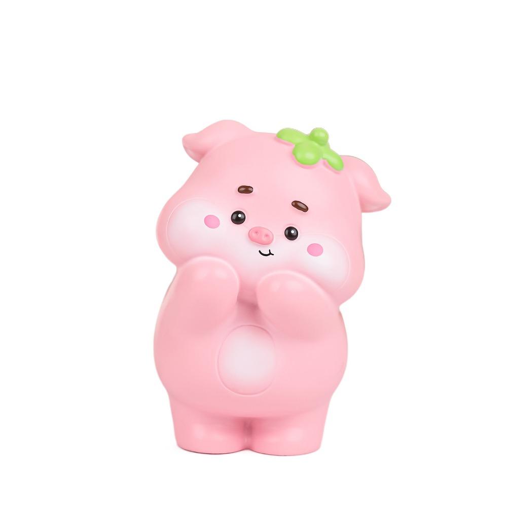 Cute Resin Pig Ornaments Small Cartoon Animal Miniatures Strawberry Pig Statues  Home Decor