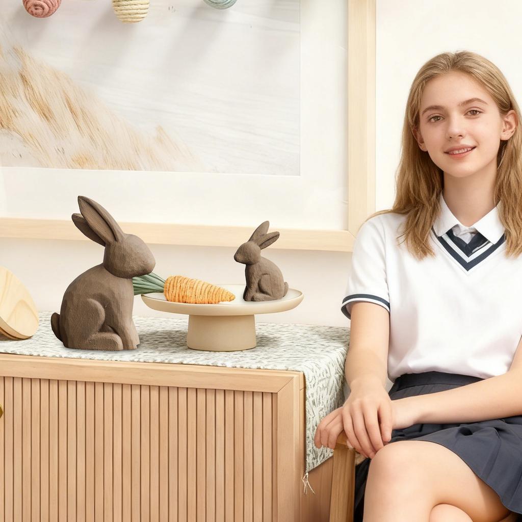 Oster-Holzfigur, Heimdekoration, Kinderzimmer, Kreativer Schreibtisch, Schaufensterauslage, Fotografie-Dekoration.