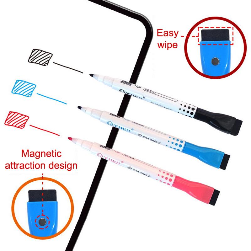 

Магнитные маркеры для сухого стирания 1 мм Маркер для белой доски Офис Школа Канцелярские товары для белой доски Сверхтонкий наконечник Цветные ручки 3Pcs
