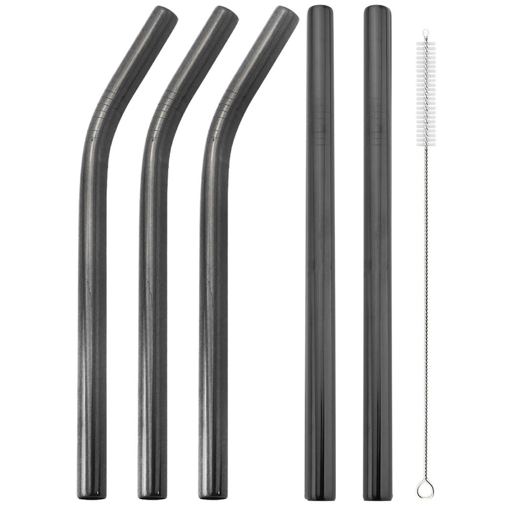 5pcs Wide 12mm Stainless Steel Straw Fruit Juice Milkshake Cocktail Straw Pearl Milk Tea Drinking Straw Set Home Bar Accessories