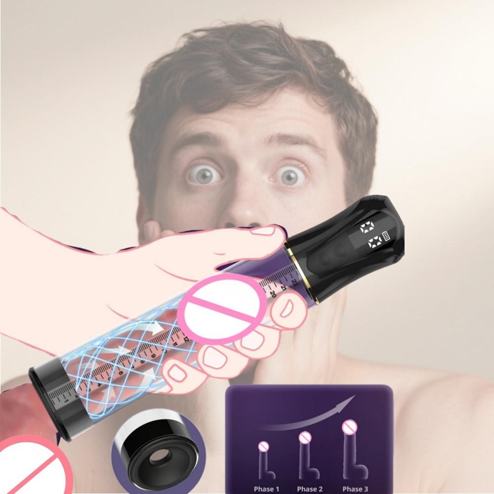 Male Automatic Masturbator Penis Training Dick Enlarger LCD Display Electric Vacuum Sucking Penis Pump Adult Sex Toys for Men