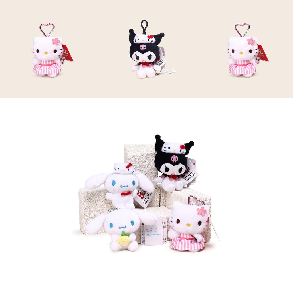 Cinnamoroll Kuromi Character Plush Keychain With Heartshaped Cherry Blossom Hello Kitty For School Bag Gift