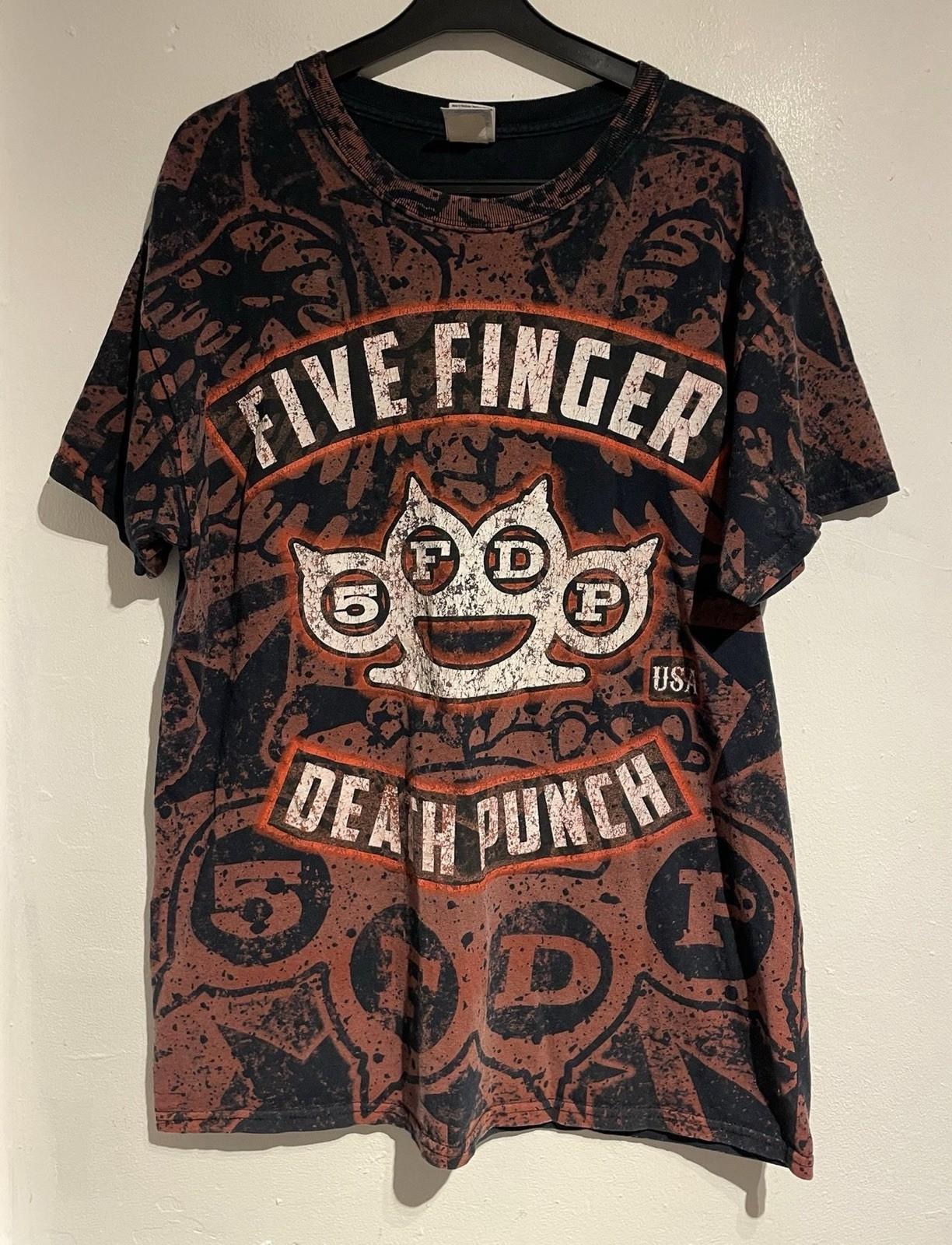 Five Finger Death Punch T Shirt Size Large All Over Print Red Black Vintage Rock Unisex T-Shirt XXXXL