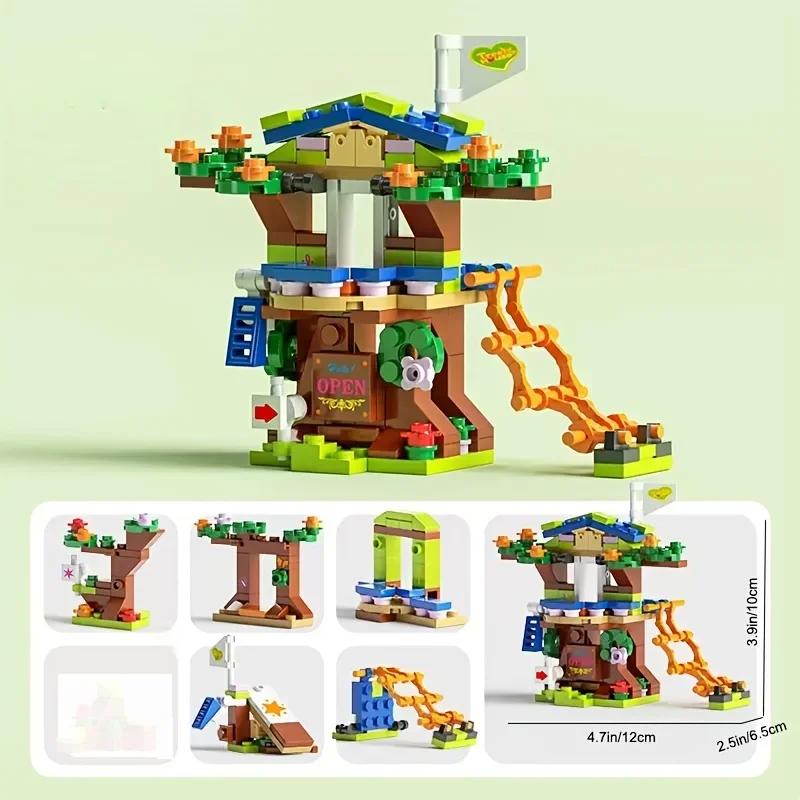6In1 New Tree House Treehouse Blocks Girls' Castle Room Climb Slide Classic Model Building Blocks Sets Bricks Kid Gift Toys City